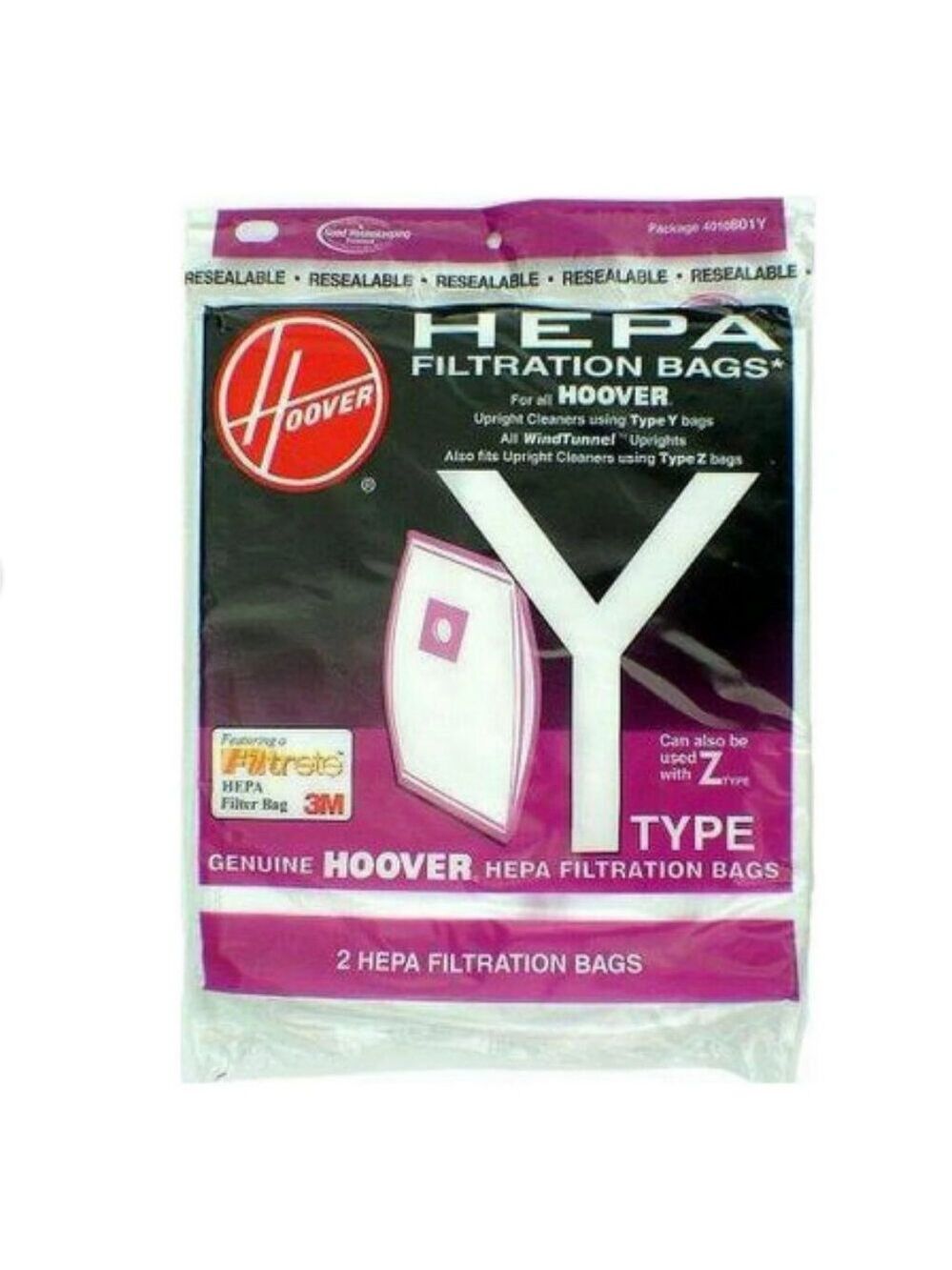 Hoover Type Y HEPA Vacuum Bags, 6 bags for WindTunnel Upright